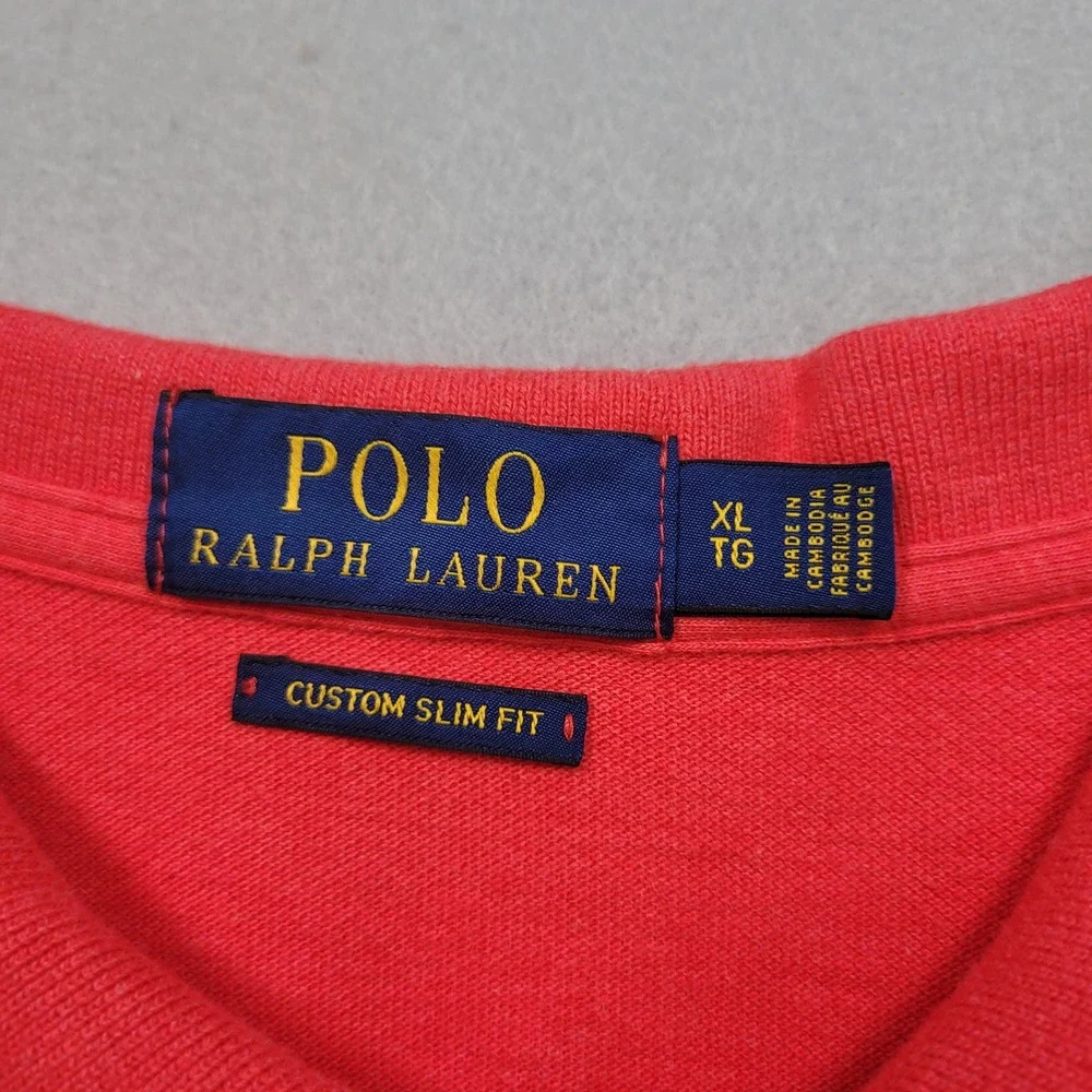 Polo Ralph Lauren Mens Red Custom Slim Fit Short Sleeve Polo Shirt XL